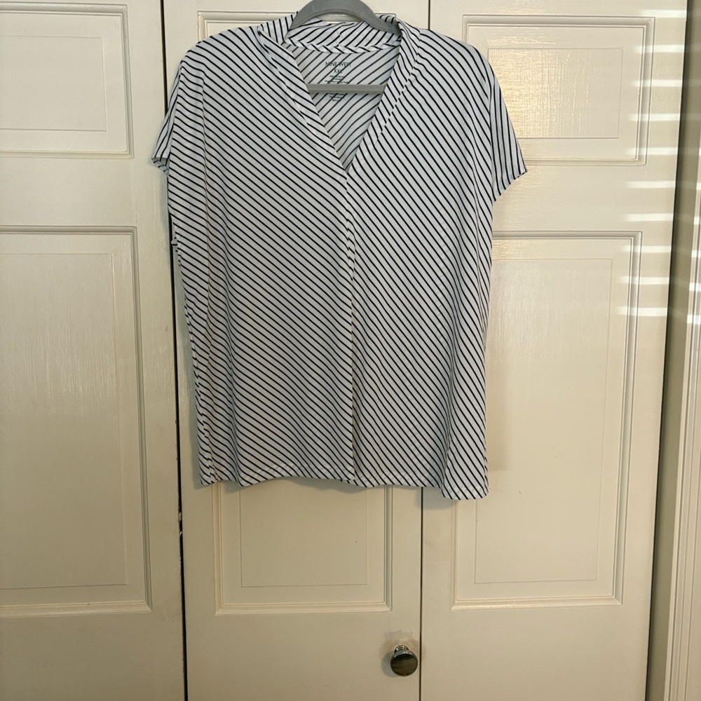 Nine West Black and White Striped Shirt